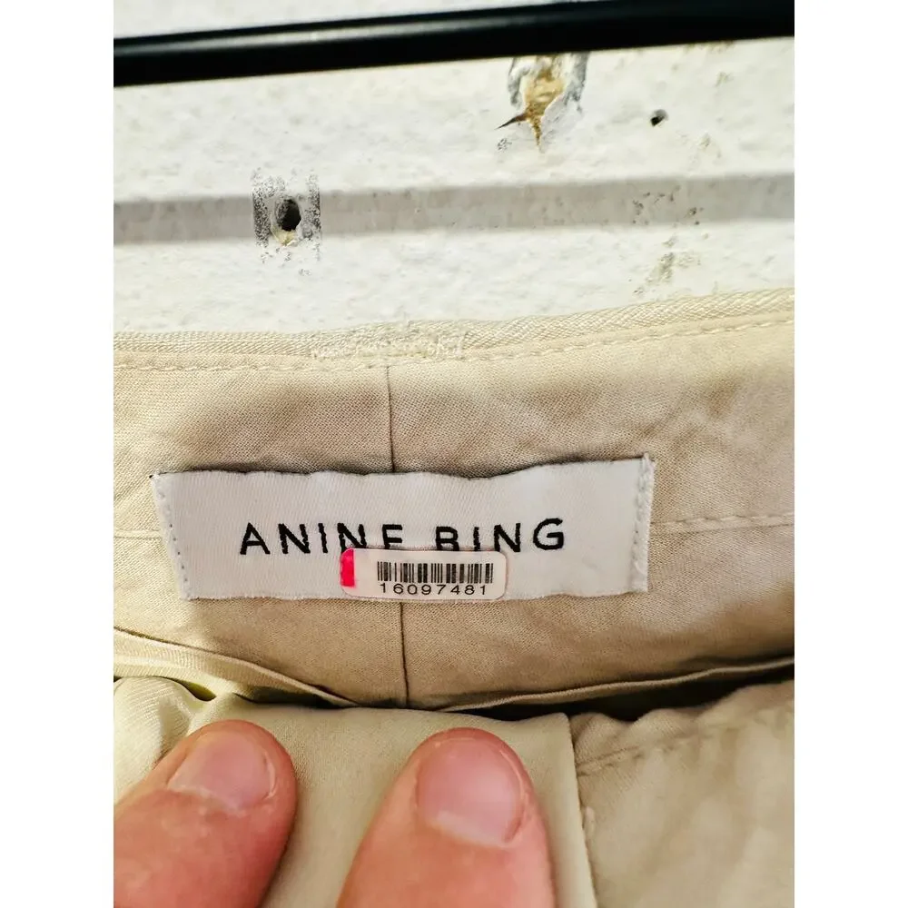 Anine Bing Women's Off-White Wide-Leg Front Zipper Lyra Trousers Pants Size 34